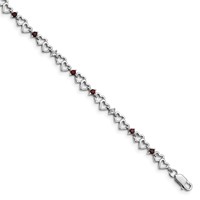 Sterling Silver Rhodium-plated Garnet & Diamond Bracelet view 1