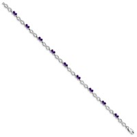 Sterling Silver Rhodium-plated Amethyst Bracelet view 2