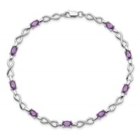 Sterling Silver Rhodium-plated Amethyst Bracelet view 4