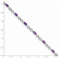 Sterling Silver Rhodium-plated Amethyst Bracelet view 3