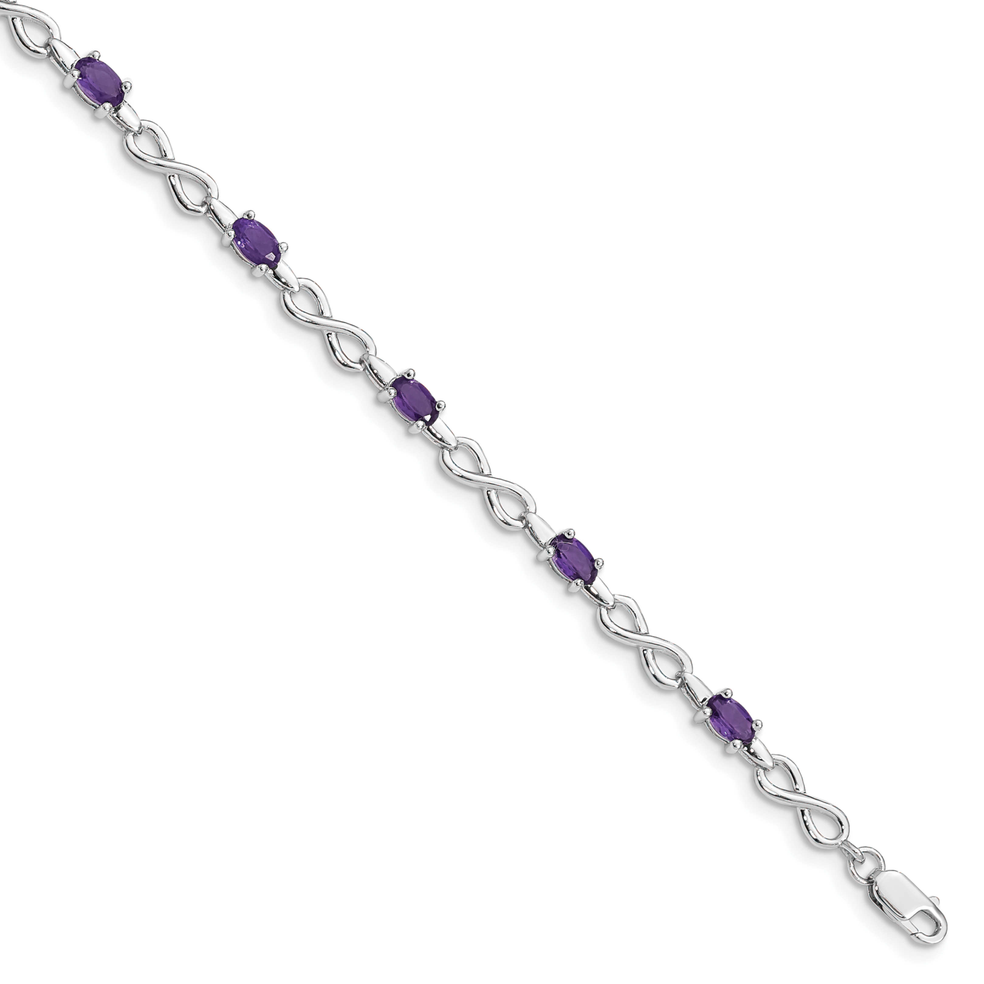 Sterling Silver Rhodium-plated Amethyst Bracelet (QX837AM)