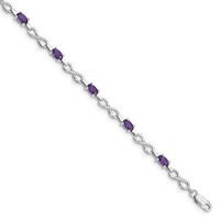 Sterling Silver Rhodium-plated Amethyst Bracelet view 1