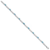 Sterling Silver Rhodium-plated Blue Topaz Bracelet view 2