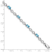 Sterling Silver Rhodium-plated Blue Topaz Bracelet view 3