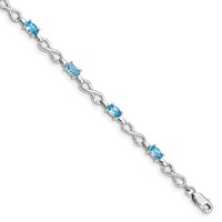 Sterling Silver Rhodium-plated Blue Topaz Bracelet view 1