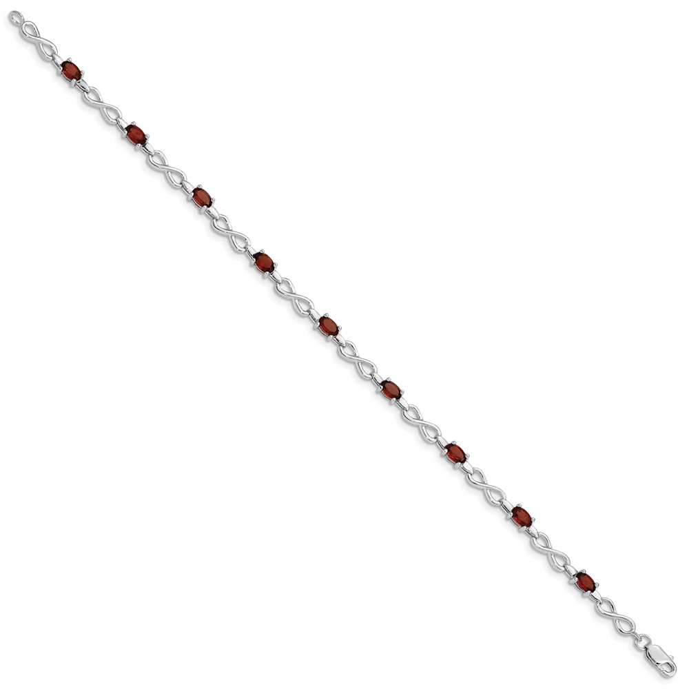 Sterling Silver Rhodium-plated Garnet Bracelet (QX837GA)
