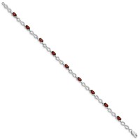 Sterling Silver Rhodium-plated Garnet Bracelet view 2