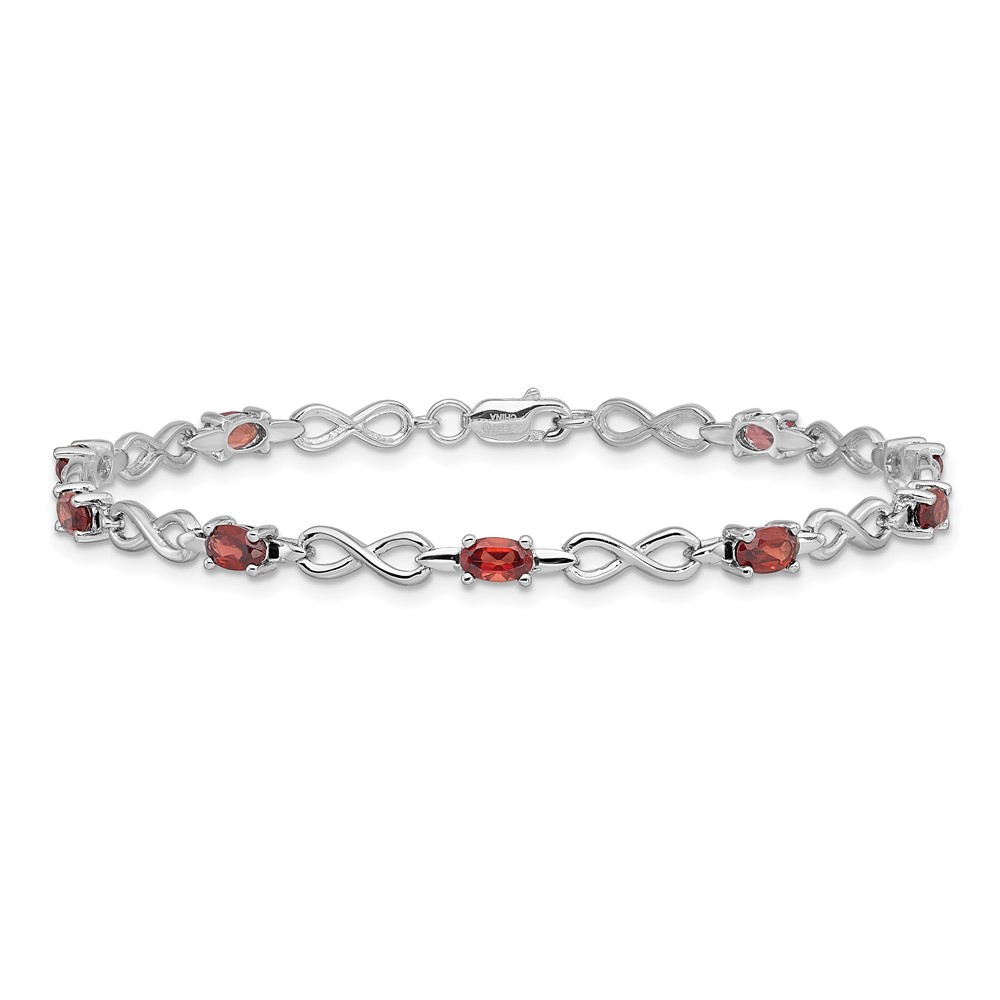 Sterling Silver Rhodium-plated Garnet Bracelet (QX837GA)