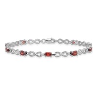 Sterling Silver Rhodium-plated Garnet Bracelet view 3