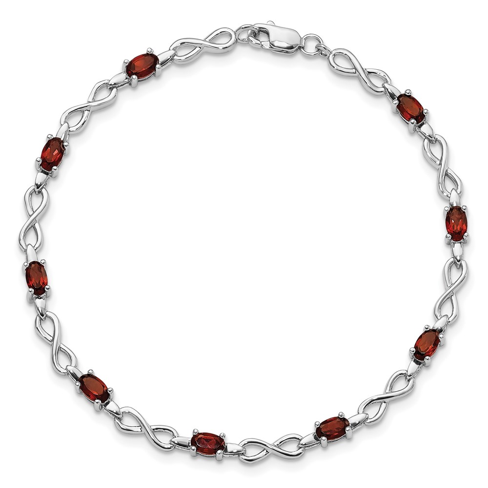 Sterling Silver Rhodium-plated Garnet Bracelet (QX837GA)