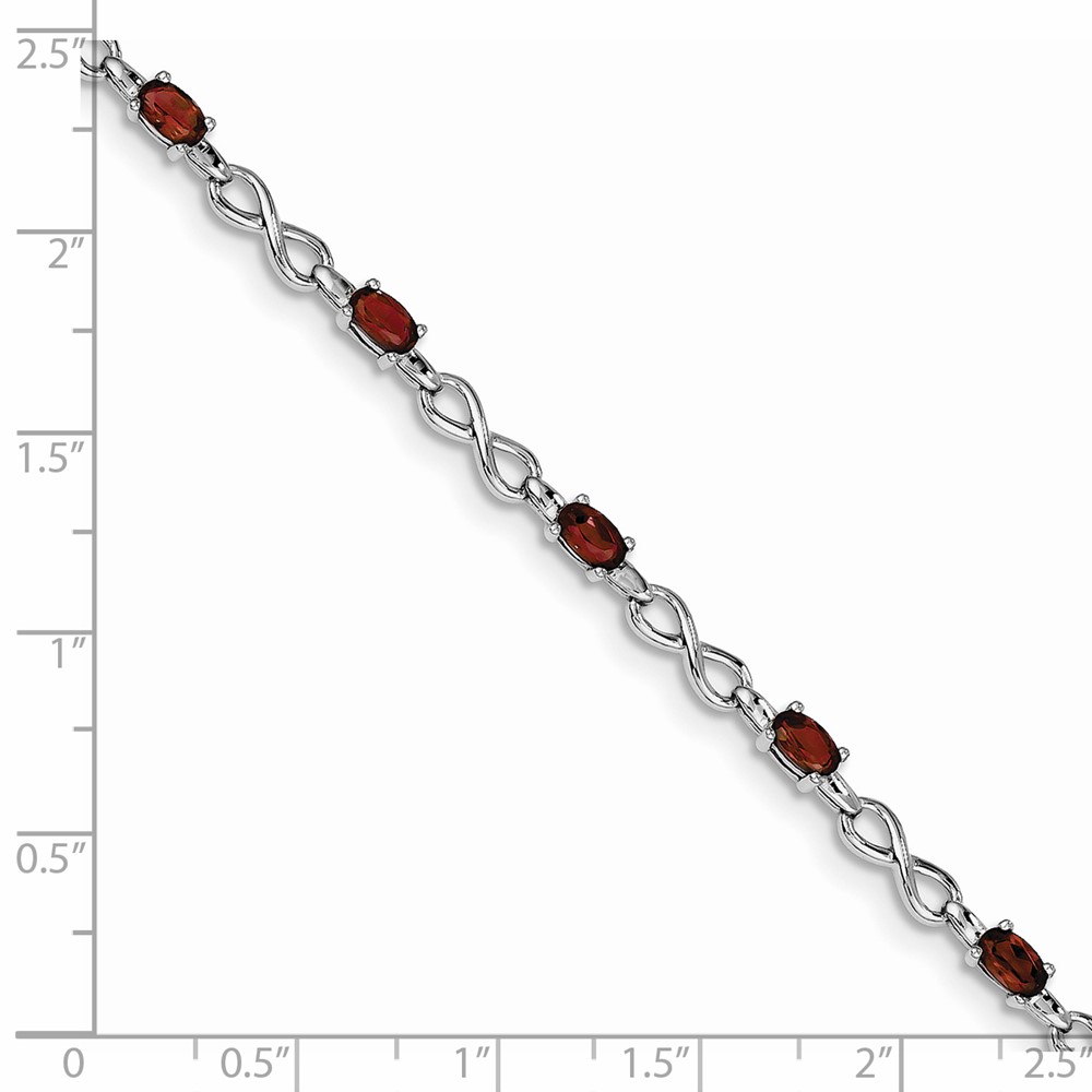 Sterling Silver Rhodium-plated Garnet Bracelet (QX837GA)