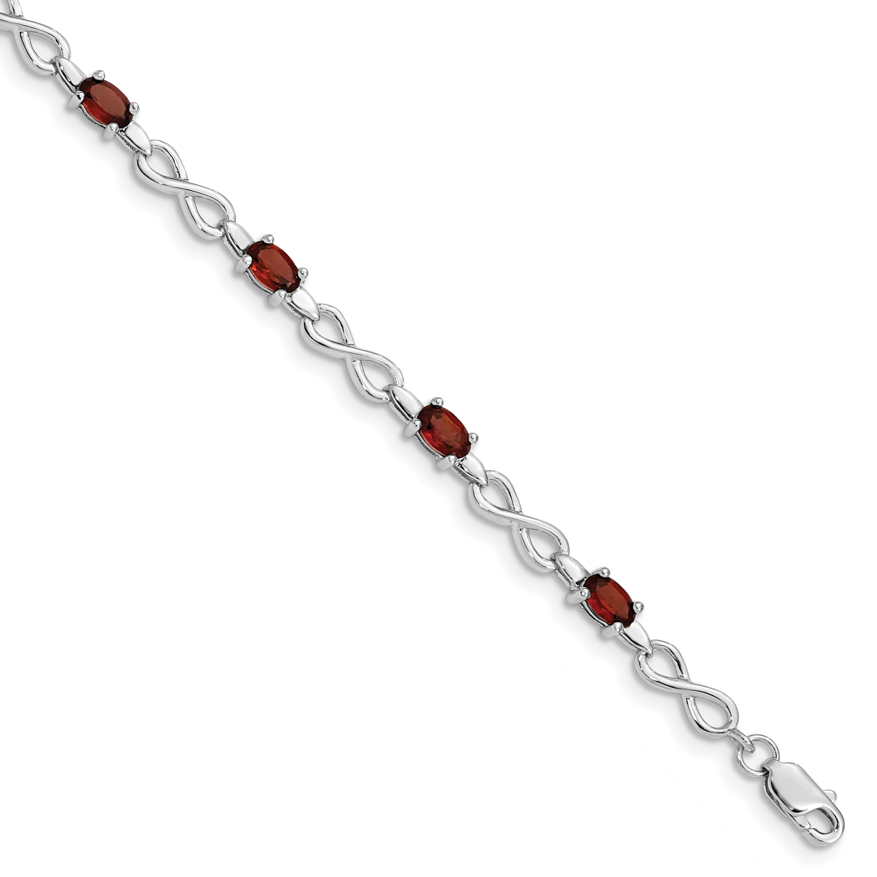 Sterling Silver Rhodium-plated Garnet Bracelet (QX837GA)
