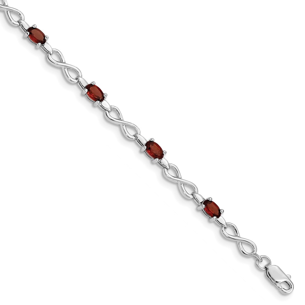 Sterling Silver Rhodium-plated Garnet Bracelet (QX837GA)