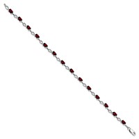Sterling Silver Rhodium-plated Garnet Bracelet view 2
