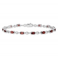 Sterling Silver Rhodium-plated Garnet Bracelet view 4