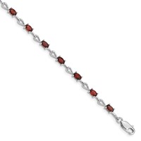 Sterling Silver Rhodium-plated Garnet Bracelet view 1