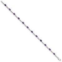 Sterling Silver Rhodium-plated Amethyst Bracelet view 2