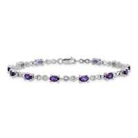Sterling Silver Rhodium-plated Amethyst Bracelet view 3