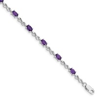 Sterling Silver Rhodium-plated Amethyst Bracelet view 1