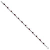 Sterling Silver Rhodium-plated Garnet Bracelet view 2