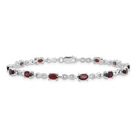 Sterling Silver Rhodium-plated Garnet Bracelet view 3