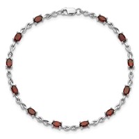 Sterling Silver Rhodium-plated Garnet Bracelet view 5