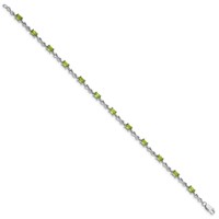 Sterling Silver Rhodium-plated Peridot Bracelet view 2