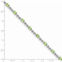 Sterling Silver Rhodium-plated Peridot Bracelet view 4