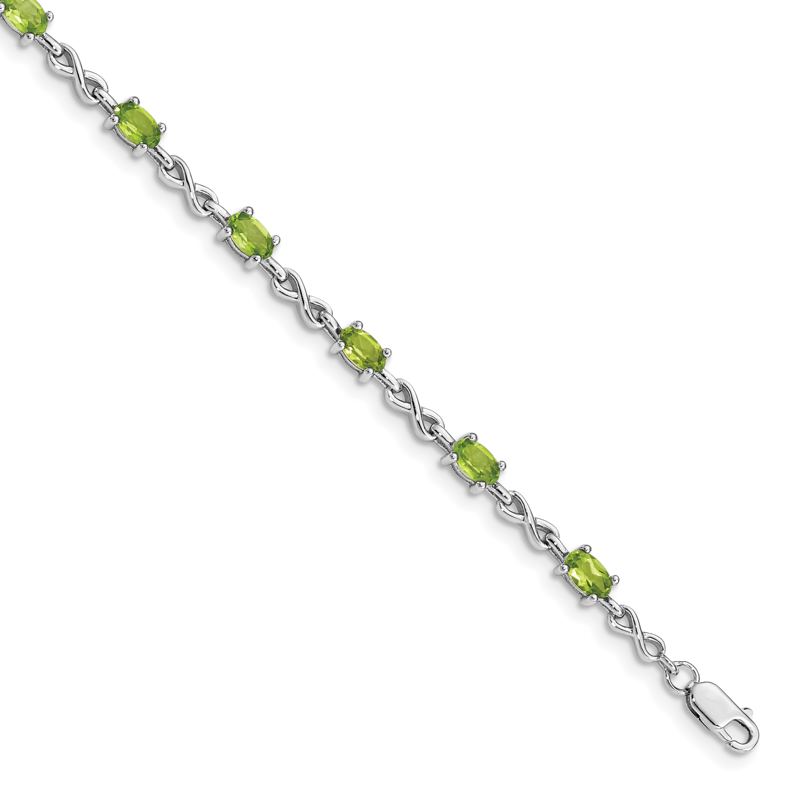 Sterling Silver Rhodium-plated Peridot Bracelet (QX840PE)