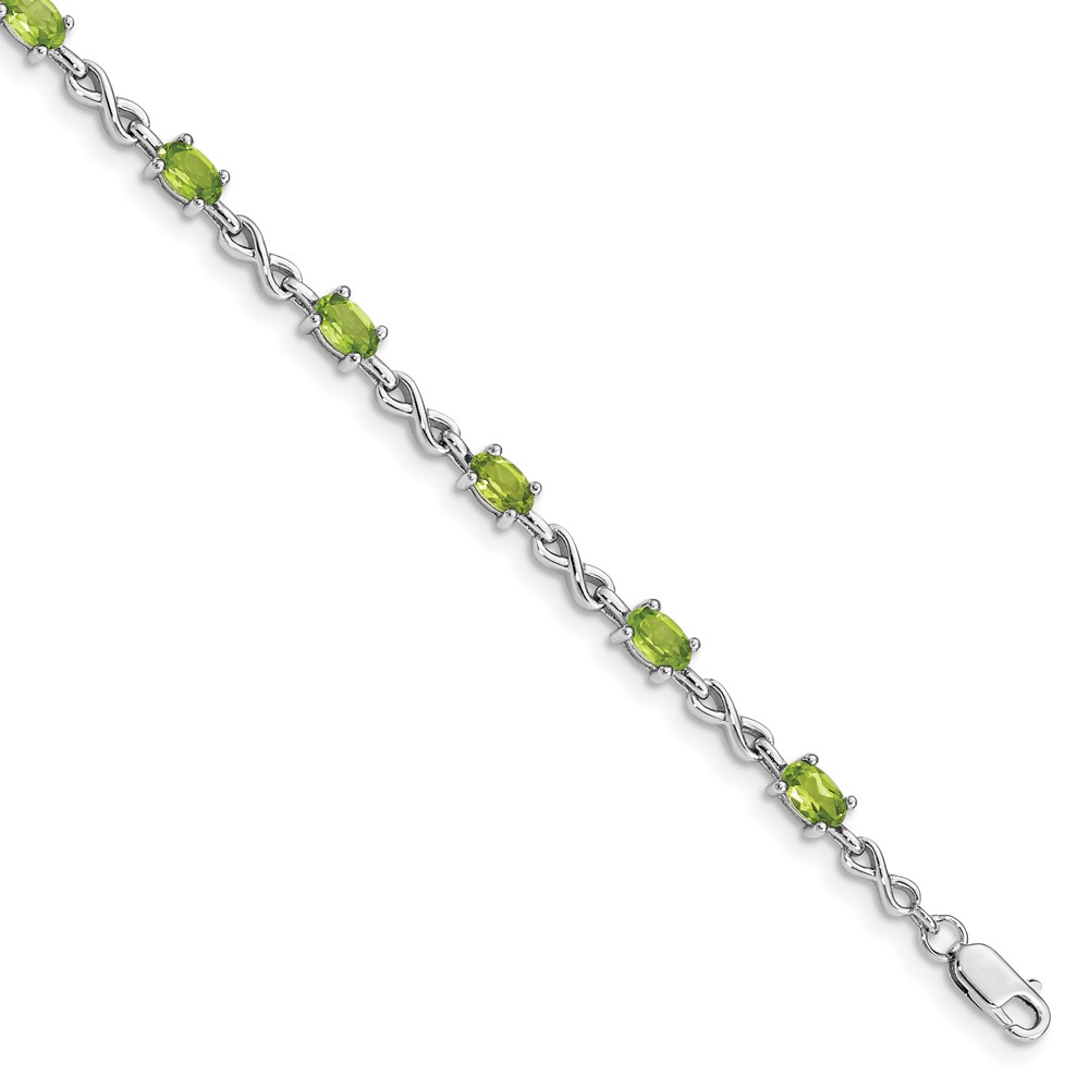 Sterling Silver Rhodium-plated Peridot Bracelet (QX840PE)