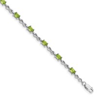 Sterling Silver Rhodium-plated Peridot Bracelet view 1