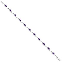 Sterling Silver Rhodium-plated Amethyst Bracelet view 2