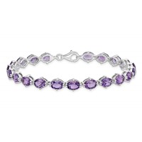 Sterling Silver Rhodium-plated Amethyst Bracelet view 4
