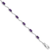 Sterling Silver Rhodium-plated Amethyst Bracelet view 1