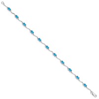 Sterling Silver Rhodium-plated Blue Topaz Bracelet view 2