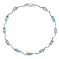 Sterling Silver Rhodium-plated Blue Topaz Bracelet view 4