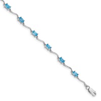 Sterling Silver Rhodium-plated Blue Topaz Bracelet view 1