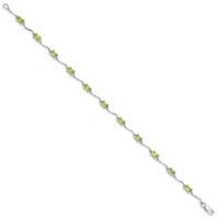 Sterling Silver Rhodium-plated Peridot Bracelet view 2