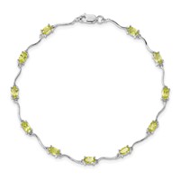 Sterling Silver Rhodium-plated Peridot Bracelet view 4