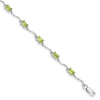 Sterling Silver Rhodium-plated Peridot Bracelet view 1