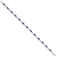 Sterling Silver Rhodium-plated Amethyst Bracelet view 2