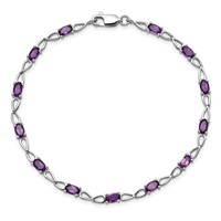 Sterling Silver Rhodium-plated Amethyst Bracelet view 4
