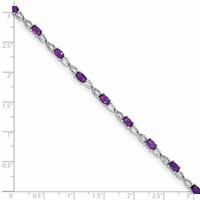 Sterling Silver Rhodium-plated Amethyst Bracelet view 3