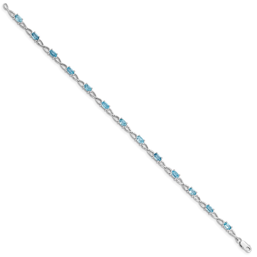 Sterling Silver Rhodium-plated Blue Topaz Bracelet (QX842BT)