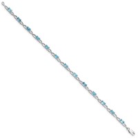 Sterling Silver Rhodium-plated Blue Topaz Bracelet view 2