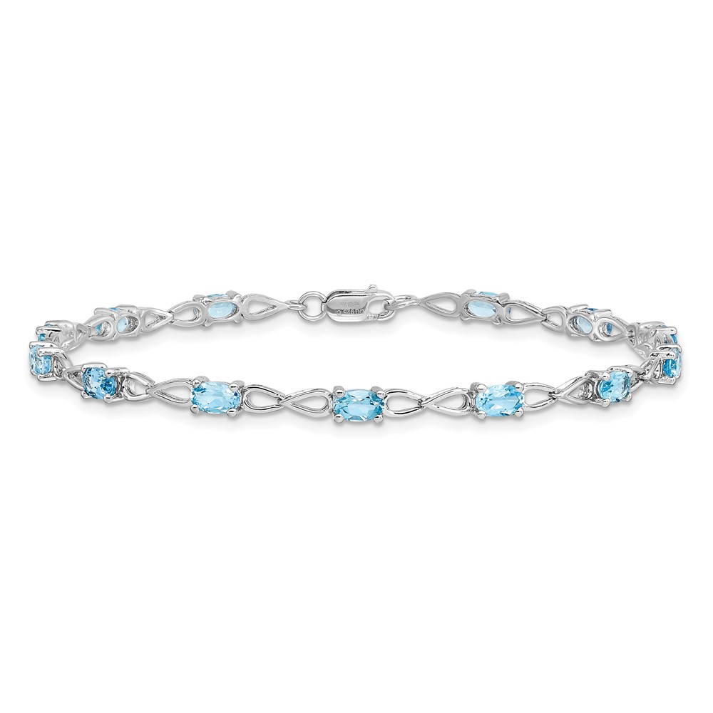 Sterling Silver Rhodium-plated Blue Topaz Bracelet (QX842BT)