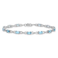 Sterling Silver Rhodium-plated Blue Topaz Bracelet view 3