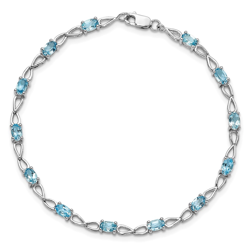 Sterling Silver Rhodium-plated Blue Topaz Bracelet (QX842BT)