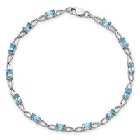Sterling Silver Rhodium-plated Blue Topaz Bracelet view 5