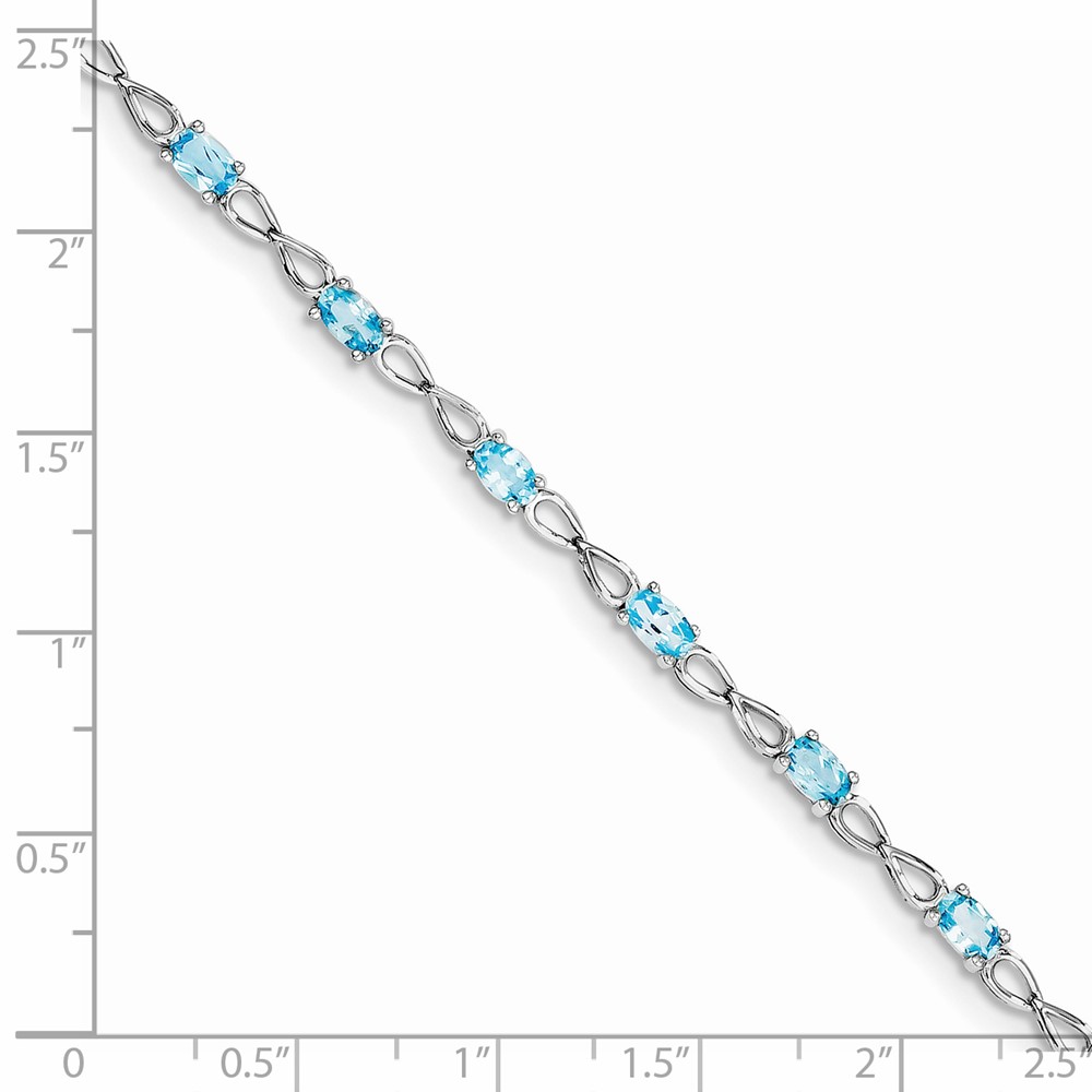 Sterling Silver Rhodium-plated Blue Topaz Bracelet (QX842BT)